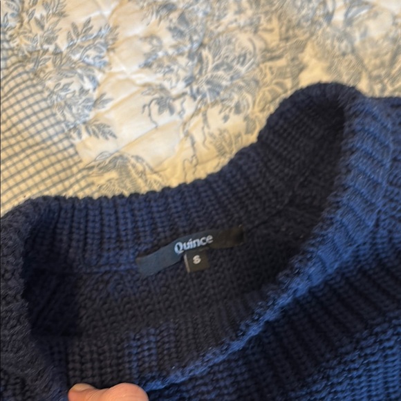QUINCE navy ORGANIC COTTON fisherman SWEATER - Picture 4 of 5